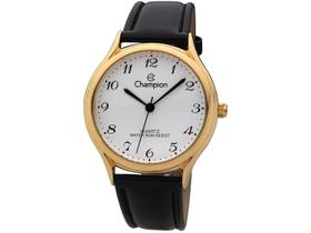 Relogio Pulso Masculino Couro Caixa Dourada Fundo Branco QTZ
