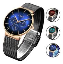 Relógio Pulso Original Lige Slim Analógico Luxuoso Super Fino Confort Relógio Pulso Original Lige Slim Analógico Luxuoso Super Fino Confort