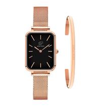 Relógio Quadrado Elegante Feminino + Bracelete New Port Gold Rosé