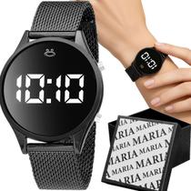 Relogio Qualidade Premium Digital Feminino Aço Inox + Caixa casual presente redondo preto original led silicone