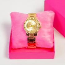 Relógio Quartz Feminino Aço Inoxidavel Dourado Com Garantia