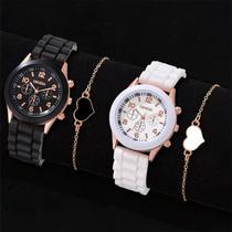 Relógio QUARTZ Silicone Lançamento Presente Dias das Mães Namorados Conjunto Moda Luxo Fashion Relógio QUARTZ Silicone Lançamento Presente Dias das Mães Namorados Conjunto Moda Luxo Fashion