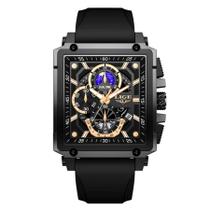 Relógio quartzo com cronógrafo esportivo masculino design tonneau impermeável 3ATM Relógio quartzo com cronógrafo esportivo masculino design tonneau impermeável 3ATM