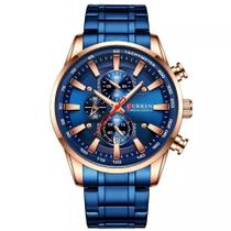 Relógio Quartzo Masculino Curren 8351 Azul e Dourado