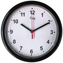 Relógio Redondo Preto Fundo Liso 24Cm