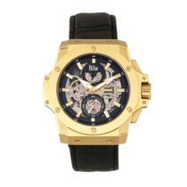 Relógio REIGN Commodus Automatic Skeleton dourado/preto em couro Relógio REIGN Commodus Automatic Skeleton dourado/preto em couro