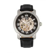 Relógio REIGN Kahn Automatic Skeleton Dial em couro preto Relógio REIGN Kahn Automatic Skeleton Dial em couro preto