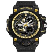 Relógio resistente ao choque de pulso led alarme ofns - Dourado Relógio resistente ao choque de pulso led alarme ofns - Dourado