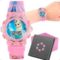 relogio rosa infantil silicone digital princesa led + caixa qualidade premium criança silicone original esportivo menina