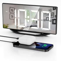 Relógio Roxicosly Digital 8,7" LED Mirror 2 portas USB