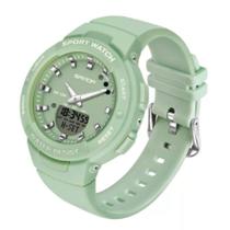 Relógio Sanda Feminino Duplo Dial Digital Analógico À Prova D'água