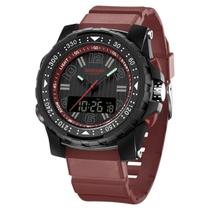 Relógio Sanda marca de luxo 3375 eletrônico masculino display duplo - Vermelho Relógio Sanda marca de luxo 3375 eletrônico masculino display duplo - Vermelho