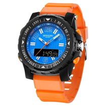 Relógio Sanda marca de luxo 3375 eletrônico masculino display duplo - Relógio Sanda marca de luxo 3375 eletrônico masculino display duplo -