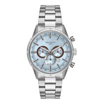Relógio Seculus Aço Prata Azul 45mm Cronografo 44283g0svna1 Prateado Prateado Azul-claro