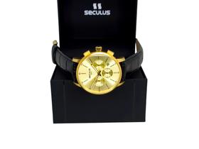 Relógio Séculus Classico Dourado Masculino Pulseira De Couro Legitimo Relógio Séculus Classico Dourado Masculino Pulseira De Couro Legitimo