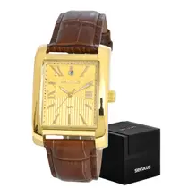 Relógio Seculus Clássico Pulseira em Couro Quadrado Original