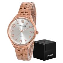Relógio Seculus de Pulso Feminino Cristais Rose Resistente Relógio Seculus de Pulso Feminino Cristais Rose Resistente