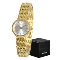 Relógio Seculus Dourado Original de Pulso Feminino Pequeno Relógio Seculus Dourado Original de Pulso Feminino Pequeno