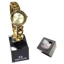 Relógio Seculus Feminino Analógico Clássico Dourado 77100LPSVDS1