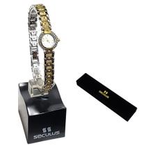 Relógio Seculus Feminino Analógico Cristais Mini 44067LPSVBB2