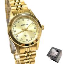Relógio Seculus Feminino Analógico Dourado Mini Cristais 44052LPSVDA1
