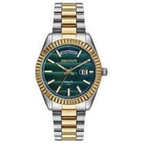 Relógio SECULUS Feminino Bicolor Catraca Facetada Mostrador Verde Ref. 77323LPSVBA3 Relógio SECULUS Feminino Bicolor Catraca Facetada Mostrador Verde Ref. 77323LPSVBA3