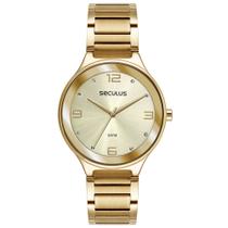 Relógio SECULUS Feminino Casual Cristais Dourado Referência:77247LPSVDS1