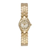 Relogio Seculus feminino dourado banhado folheado pequeno mini cravejado strass pedrinhas social 23761LPSVDS1