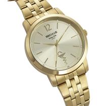 Relogio Seculus feminino dourado kit semijoia formatura farmácia 44090LPSKDA1K1
