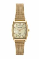 Relogio Seculus feminino dourado pequeno pulseira esteira quadrado 44148LPSVDA1