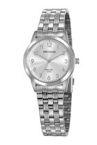 Relogio Seculus Feminino Long Life Prata Pequeno com numeros 77009L0SVNA3