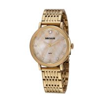 Relógio Seculus Feminino Madrepérola Aço Dourado 3,8cm