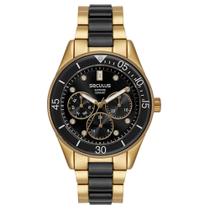 Relógio SECULUS Feminino Multifunção Cerâmica Preto e Dourado Ref: 77293LPSVDQ2