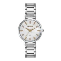 Relógio SECULUS Feminino Prata com Cristais Madrepérola Ref: 44285L0SVNS2 Relógio SECULUS Feminino Prata com Cristais Madrepérola Ref: 44285L0SVNS2