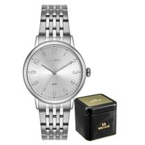 Relógio Seculus Feminino Prateado Com Numeros Analógico