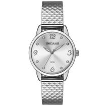Relógio SECULUS Feminino Pulseira Texturizada Prata REF. 23722L0SVNS3 Relógio SECULUS Feminino Pulseira Texturizada Prata REF. 23722L0SVNS3