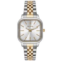 Relógio SECULUS Feminino Quadrado Bicolor Minimalista Ref: 44284LPSVBS2 Relógio SECULUS Feminino Quadrado Bicolor Minimalista Ref: 44284LPSVBS2