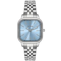 Relógio SECULUS Feminino Quadrado Prata Mostrador Azul Ref: 44284L0SVNS3 Relógio SECULUS Feminino Quadrado Prata Mostrador Azul Ref: 44284L0SVNS3