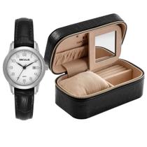Relógio Seculus Feminino Ref: 21001l0svnc1 Prateado Estojo Porta Joia