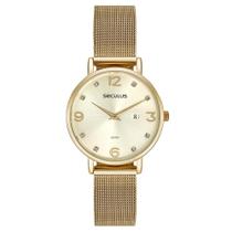 Relógio Seculus Feminino Ref: 77188lpsvds1 Casual Mesh Dourado