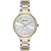 Relógio SECULUS Feminino Vidro Abaulado Prata e Dourado 77184LPSVBS3 Relógio SECULUS Feminino Vidro Abaulado Prata e Dourado 77184LPSVBS3