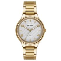 Relógio SECULUS Feminino Vidro Facetado Dourado Referência: 77252LPSVDS1