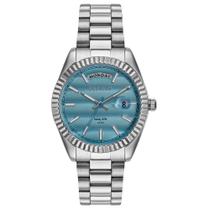 Relogio Seculus Long Life feminino prata prateado e azul Relogio Seculus Long Life feminino prata prateado e azul