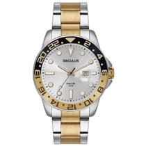 Relógio Seculus Masculino Aço Calendário Bicolor 44211GPSVDA3