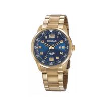 Relógio Seculus Masculino Aço Calendário Dourado Relógio Seculus Masculino Aço Calendário Dourado