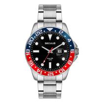 Relógio Seculus Masculino Aço Calendário Original Prata Garantia 2 Anos Presente