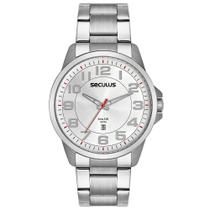 Relógio Seculus Masculino Aço Casual Prata Calendário 44216G0SVNA2