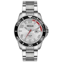 Relógio Seculus Masculino Aço Com Lupa Prata 44211G0SVNA2 Relógio Seculus Masculino Aço Com Lupa Prata 44211G0SVNA2