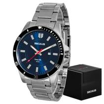 Relógio Seculus Masculino Aço Esportivo Prata Resistente Relógio Seculus Masculino Aço Esportivo Prata Resistente