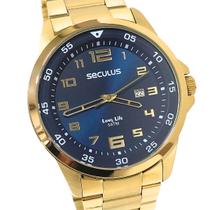 Relógio Seculus Masculino Analógico Dourado Long Life 20802GPSVDA2